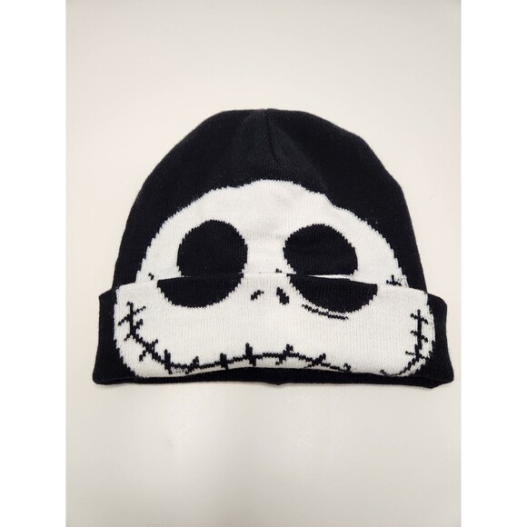 Jack Skellington Beanie Cap Hat Black OSFA Nightmare Before Christmas Knit - Picture 1 of 5